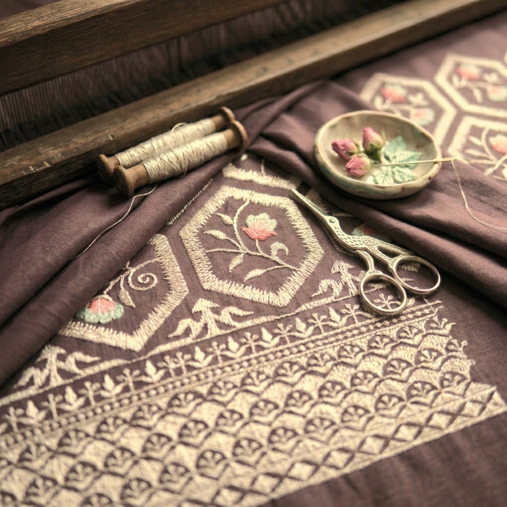Midnight Celebration | Imperial Embroidered Cotton Bedsheet