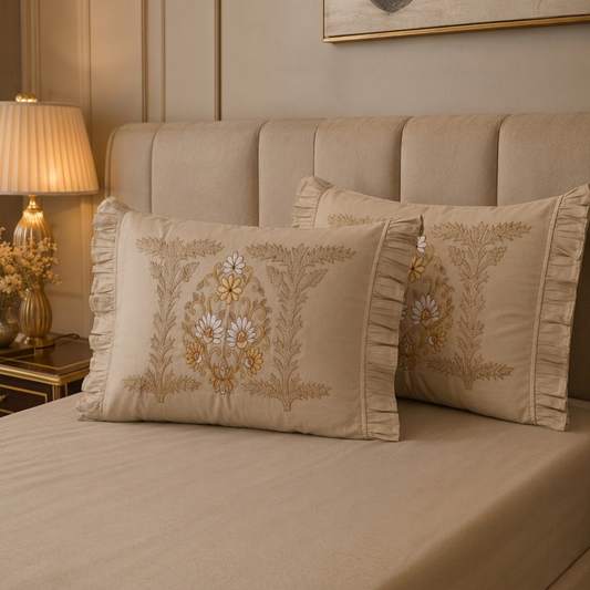 Gilded Elegance | Festive Heirloom Embroidered Bedding
