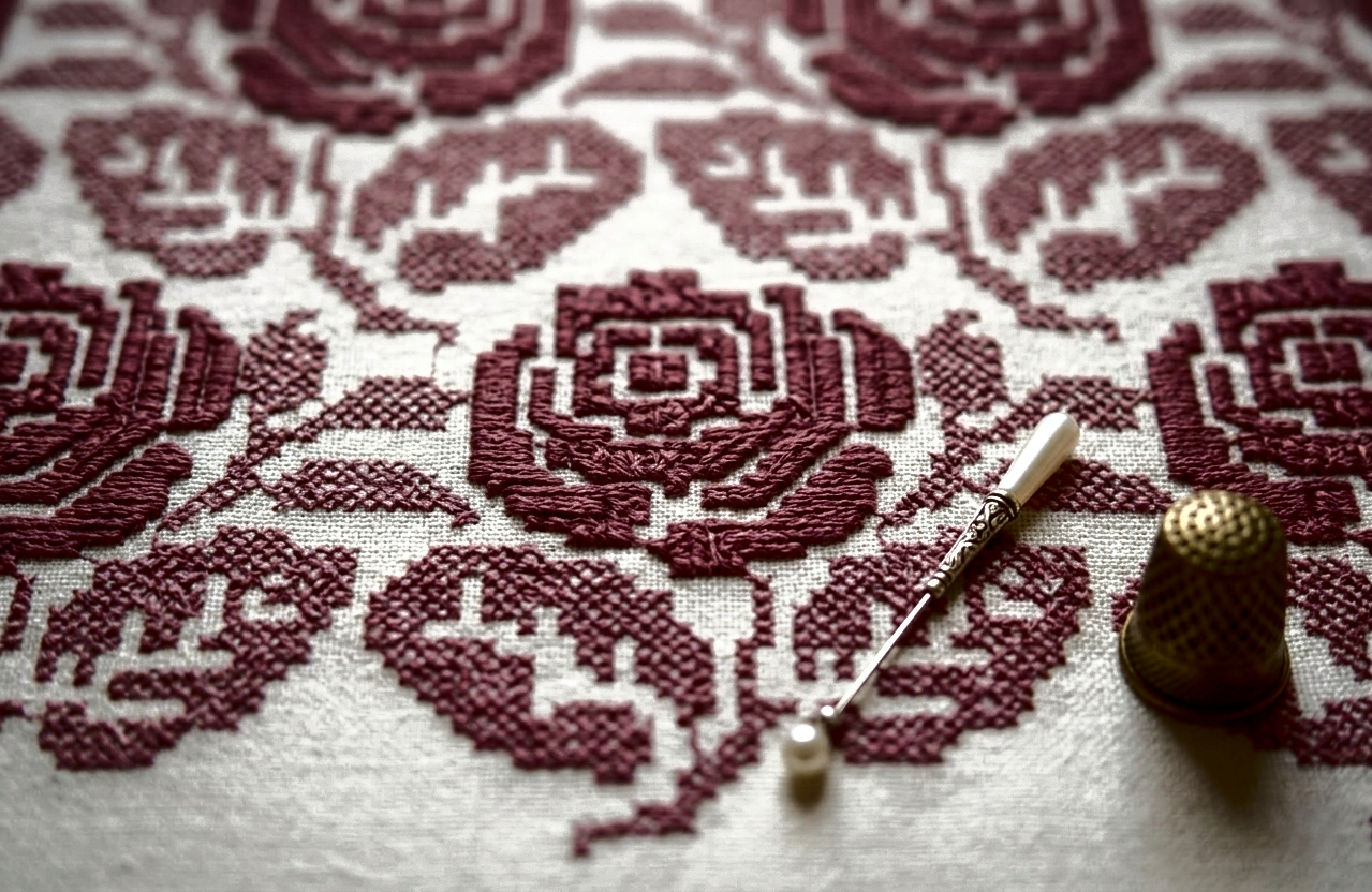Rosette Charm | Royal Cross-Stitch Luxe Bedsheet