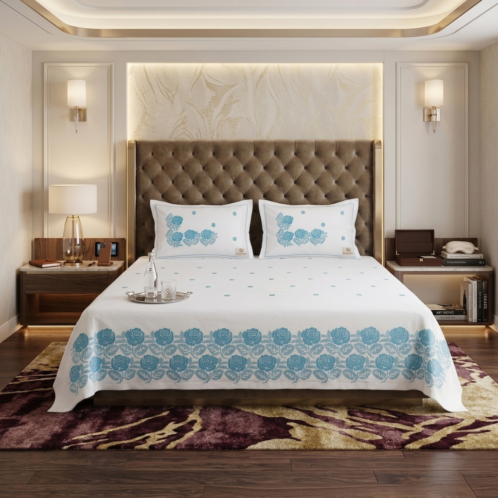 Rosette Charm | Royal Cross-Stitch Luxe Bedsheet
