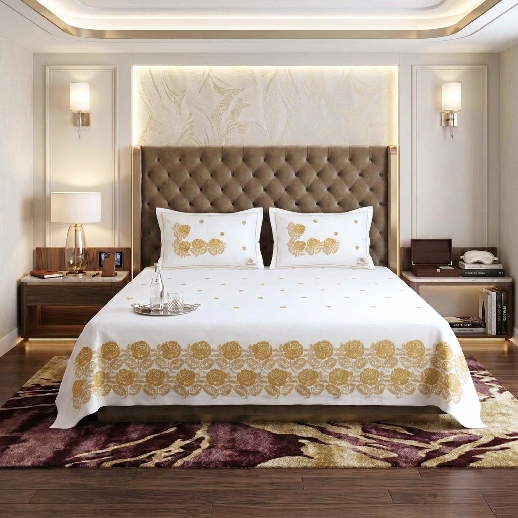 Rosette Charm | Royal Cross-Stitch Luxe Bedsheet