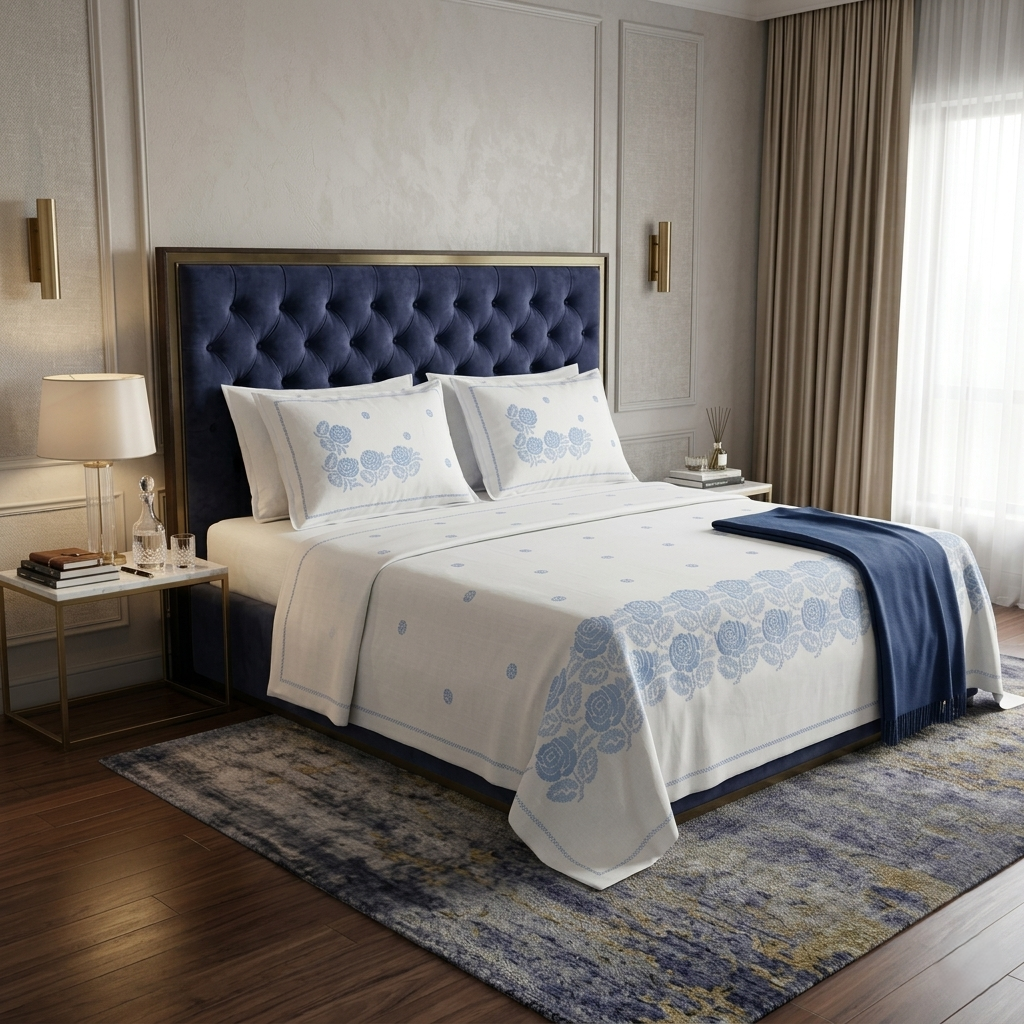 Rosette Charm | Royal Cross-Stitch Luxe Bedsheet