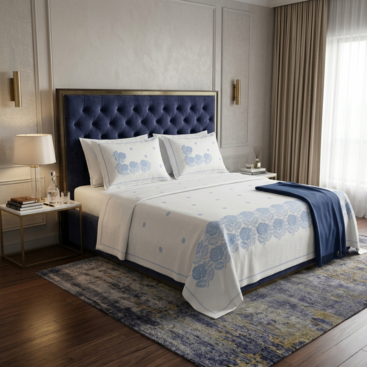 Rosette Charm | Royal Cross-Stitch Luxe Bedsheet