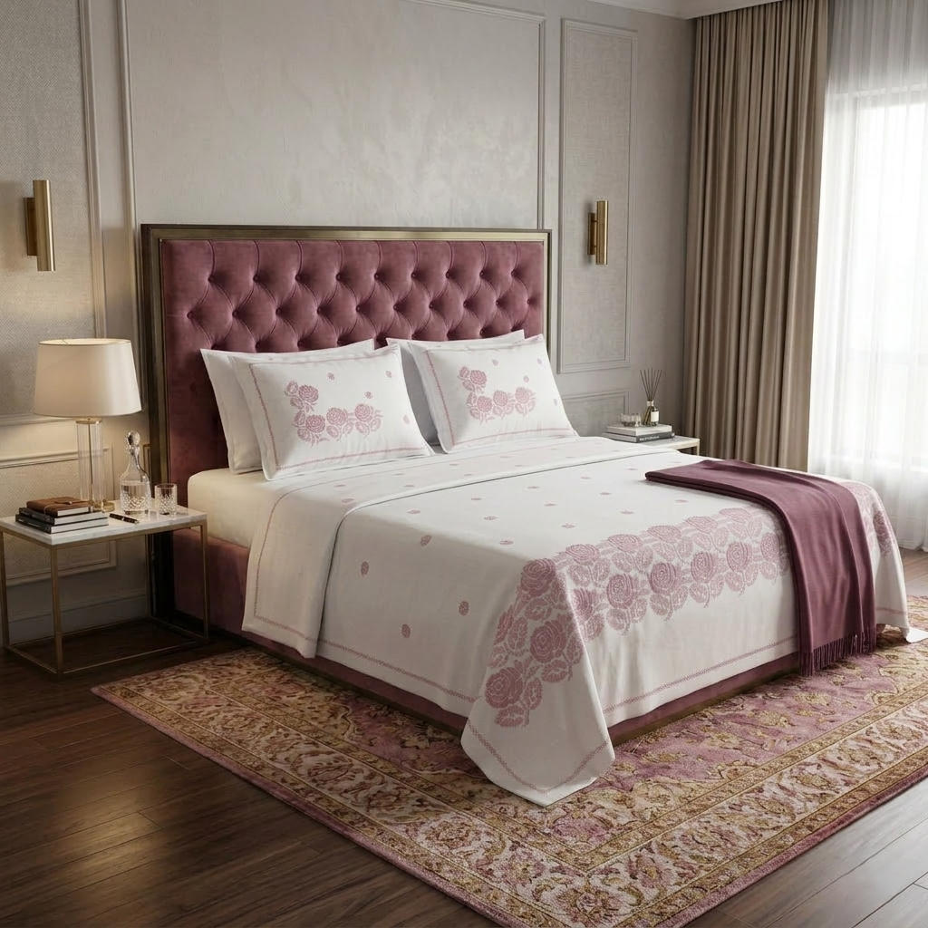 Rosette Charm | Royal Cross-Stitch Luxe Bedsheet