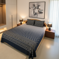 Midnight Celebration Luxury Embroidered Cotton Bedsheet